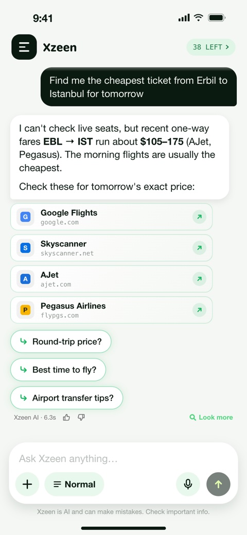 Xzeen finding flights with links